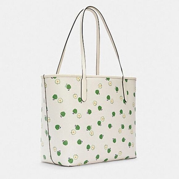 NWT Coach Leather City Tote With Apple Print - Picture 5 of 7